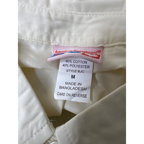 American Sweetheart Womens Button Up Shirt Ivory Off White Medium Long Sleeve - Picture 4 of 8